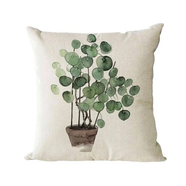 Housse de Coussin À Motif Plante Minimaliste