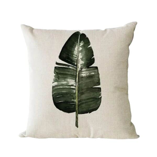 Housse de Coussin À Motif Feuille Tropicale