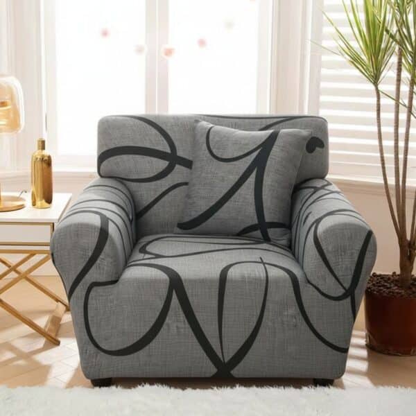 Housse de Fauteuil Extensible À Motif Abstrait Contemporain