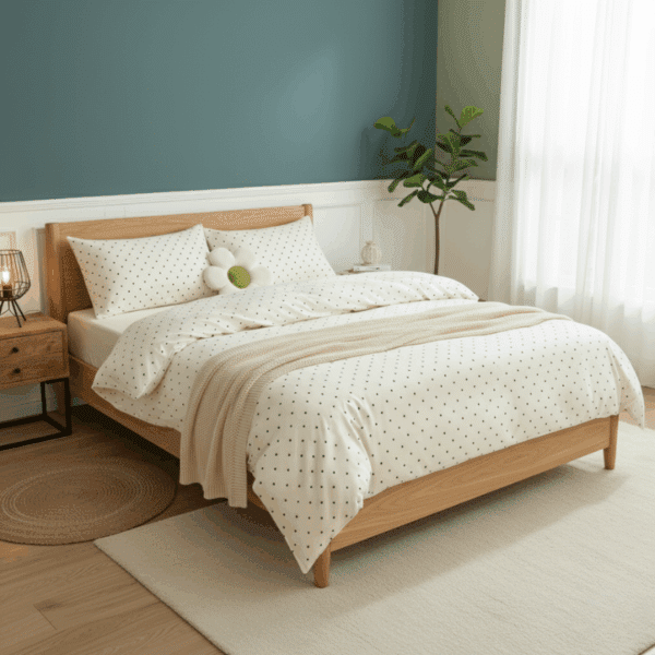Housse de Couette Design à Petits Pois Confort Élégant