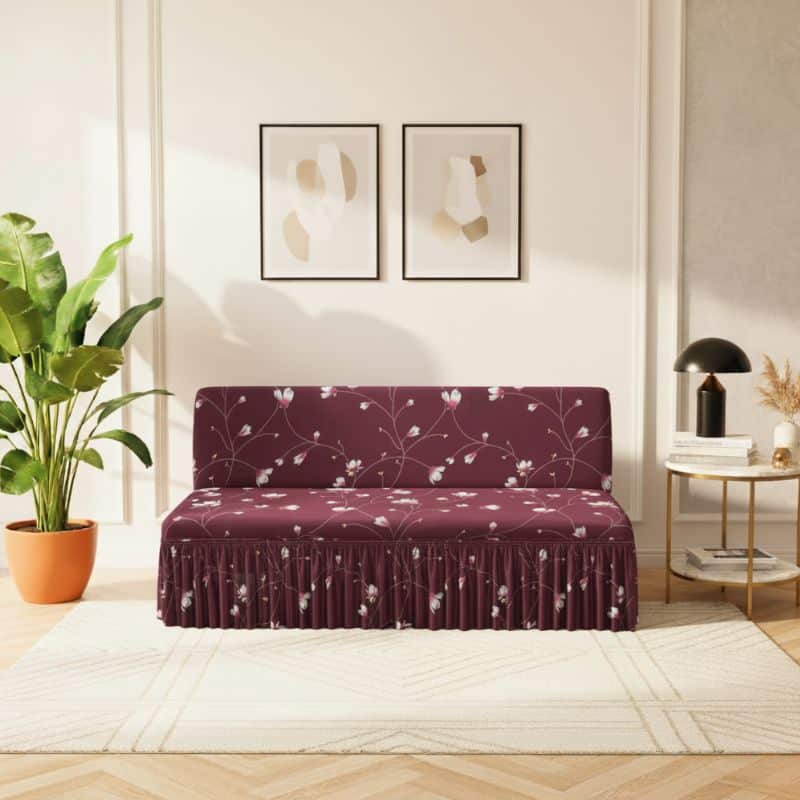 Housse De Canapé Convertible Et Déperlante À Volant Motif Fleuri Raffiné Housse De Canapé Convertible Et Déperlante À Volant Motif Fleuri Raffiné