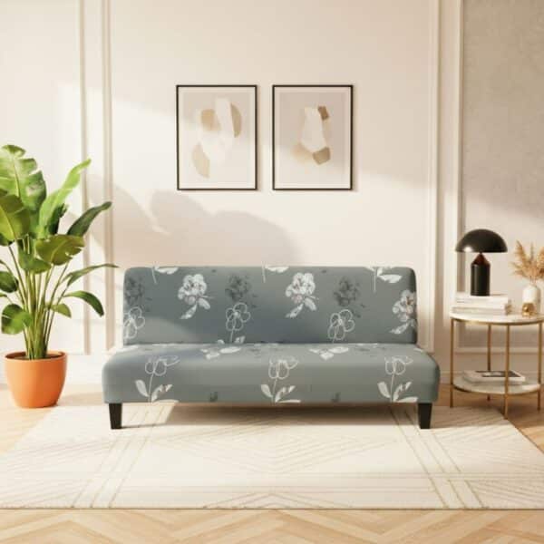 Housse De Canapé Convertible À Motif Floral Gris