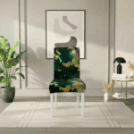 Housse De Chaise À Motif Marbré Vert Profond Luxueuse