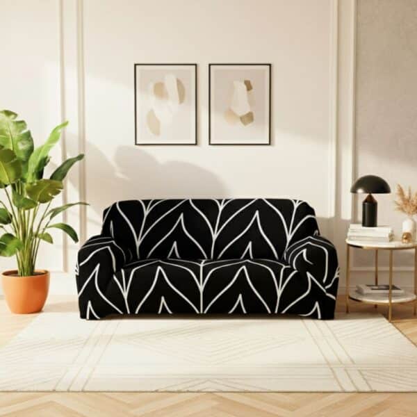 Housse de Canapé 2 Places Extensible À Motif Géométrique