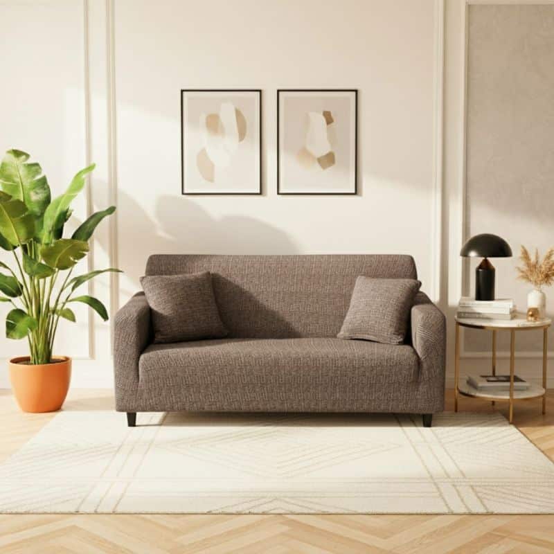 Housse de Canapé 2 Places Extensible à Motif Tissage Texturé Housse de Canapé 2 Places Extensible à Motif Tissage Texturé