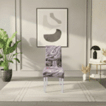 Housse De Chaise À Motif Marbré Rose Et Argent Extensible