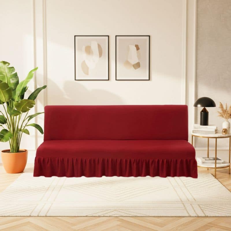 Housse De Canapé Convertible Unie Avec Jupe Élégante Et Moderne Housse De Canapé Convertible Unie Avec Jupe Élégante Et Moderne