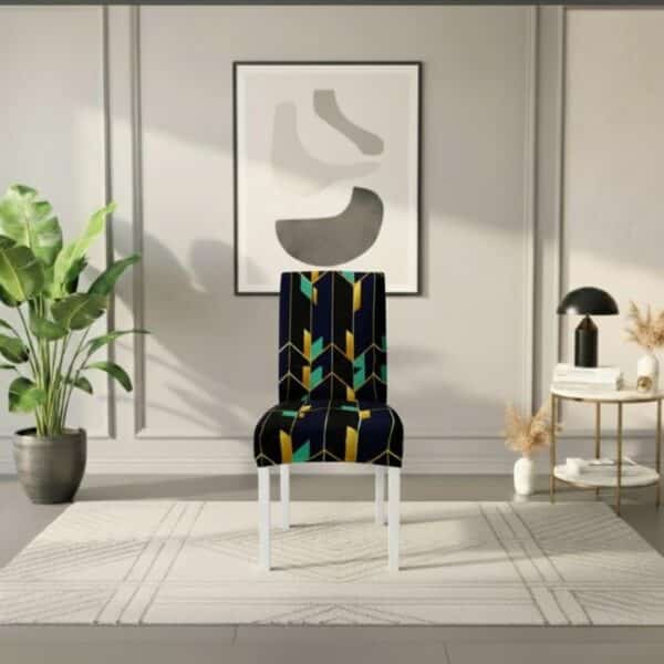 Housse De Chaise À Motif Graphique Doré Et Vert