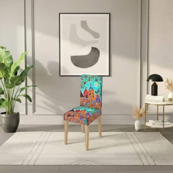 Housse De Chaise À Motif Ville Colorée Style Peinture Moderne