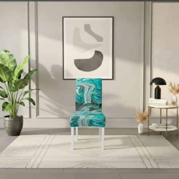 Housse De Chaise À Motif Marbré Vert Élégante Et Moderne