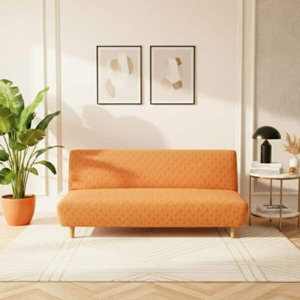 Housse De Canapé Convertible À Motif Naturel En Jacquard Bleu Chic
