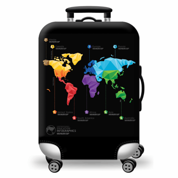 Housse de Valise Design Carte du Monde Colorée