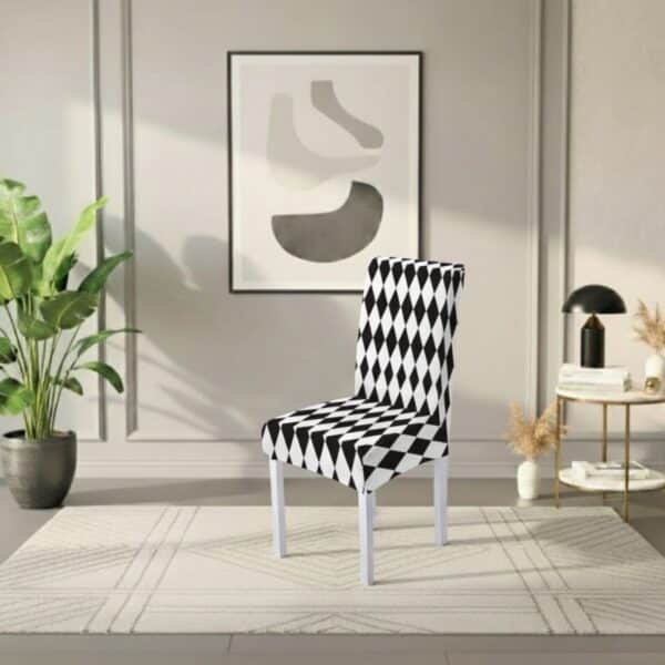 Housse De Chaise À Motif Losanges Noir Et Blanc Élégante