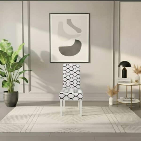 Housse De Chaise À Motif Géométrique Noir Et Blanc