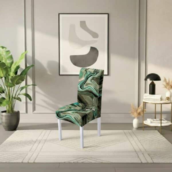 Housse De Chaise À Motif Marbré Vert Nature Inspirante