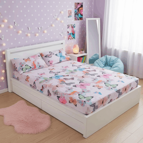 Drap-housse Style Papillon Pastel