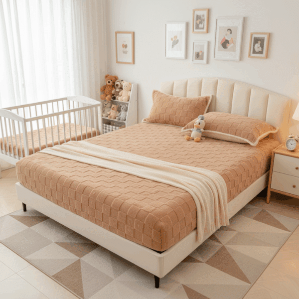 Drap Housse Style Relief Carré Moderne Et Confortable