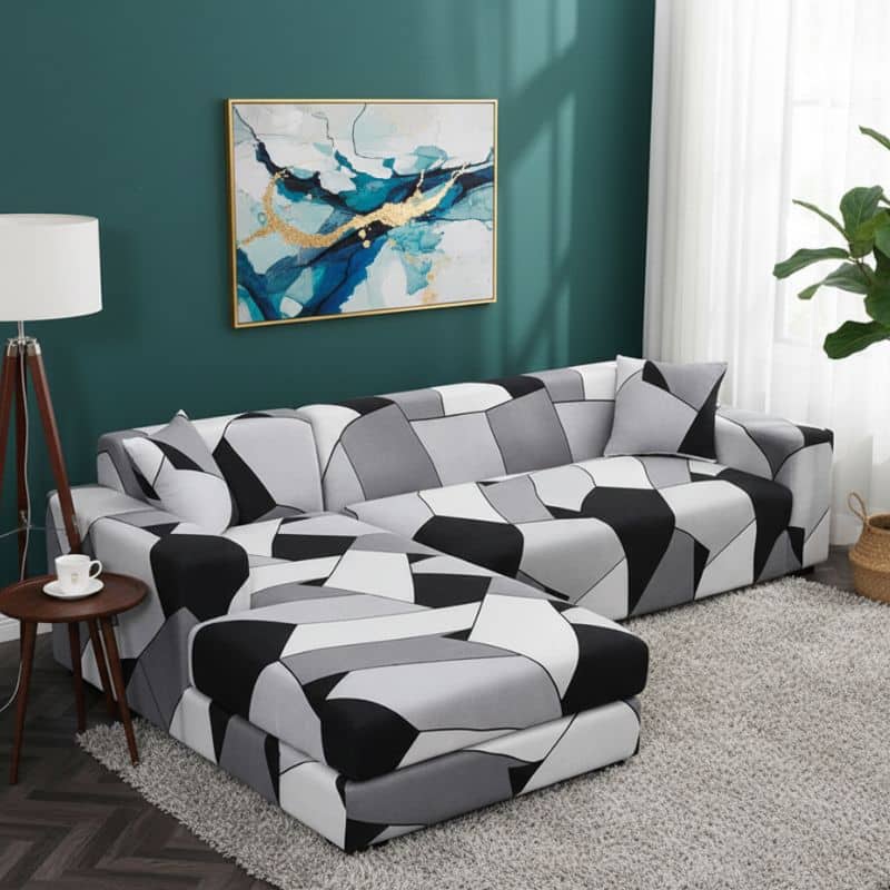 10-31 Housse De Canapé Angle Réversible Anti-Tache En Tissu Élastique
