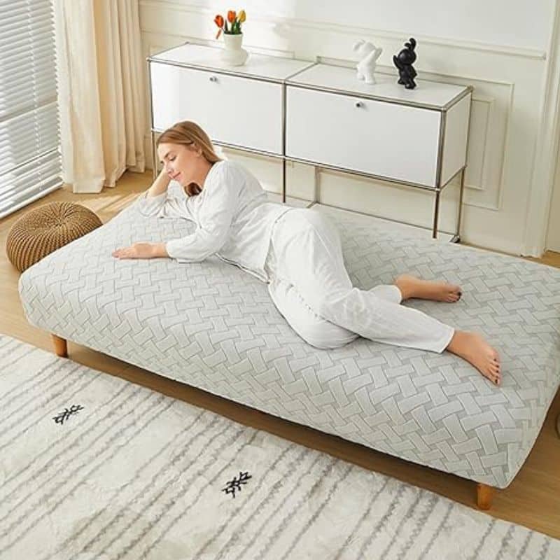 Housse De Canapé Convertible Unie En Jacquard Extensible Housse De Canapé Convertible Unie En Jacquard Extensible
