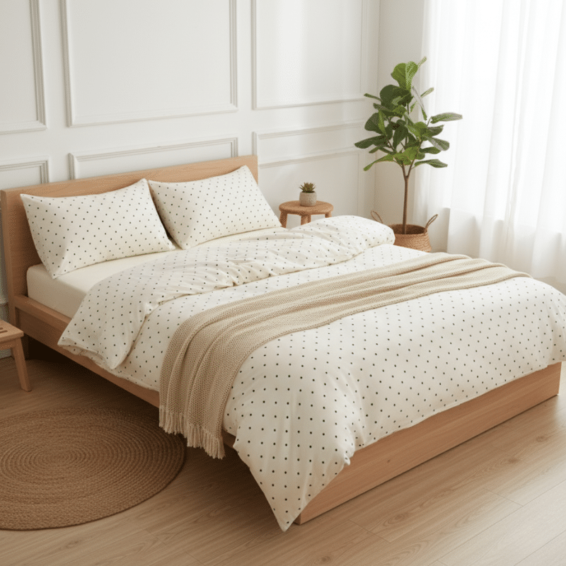 10-7 Housse de Couette Design à Petits Pois Confort Élégant