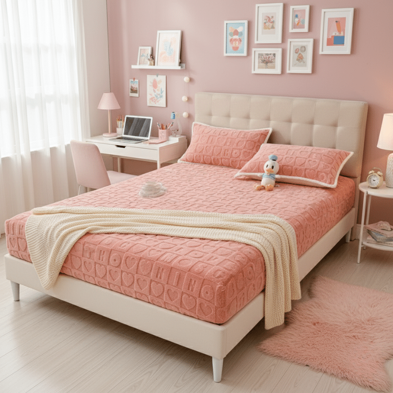 11-12 Drap Housse Style Velours Épais Doux Et Chaleureux