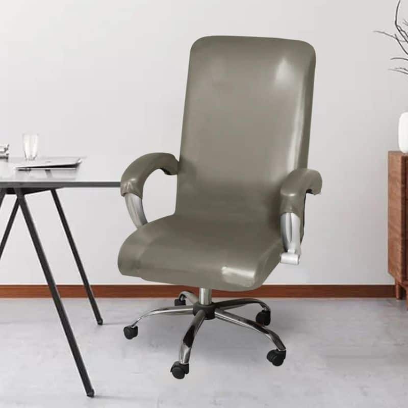 11-54 Housse De Chaise Déperlante En Cuir PU Extensible Pour Fauteuil De Bureau