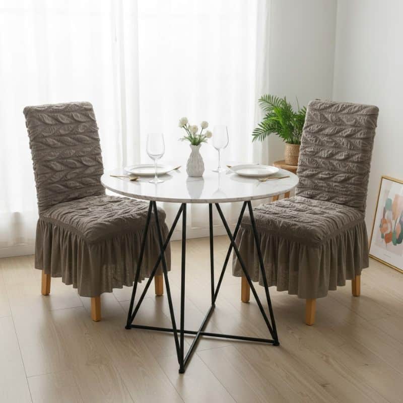 11-64 Housse De Chaise Évènementiel Avec Jupe Et Motif Froissé