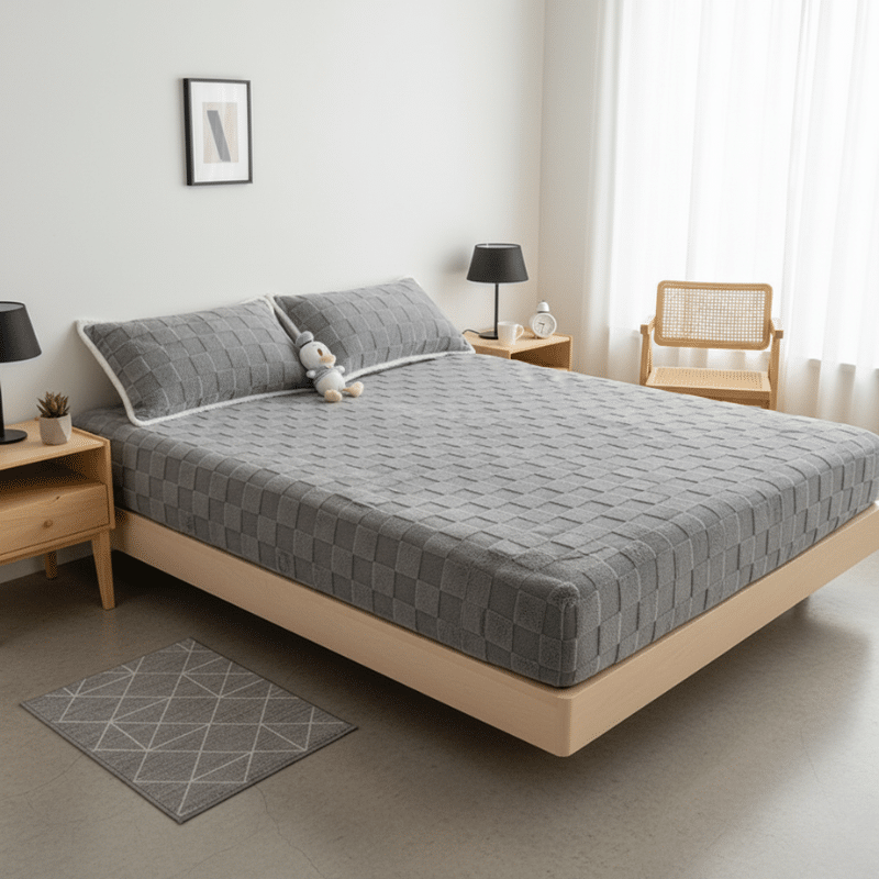 12-11 Drap Housse Style Relief Carré Moderne Et Confortable