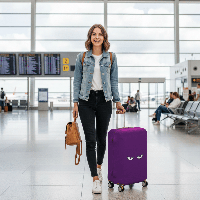 12-16 Housse de Valise Unie Au Regard Mystérieux