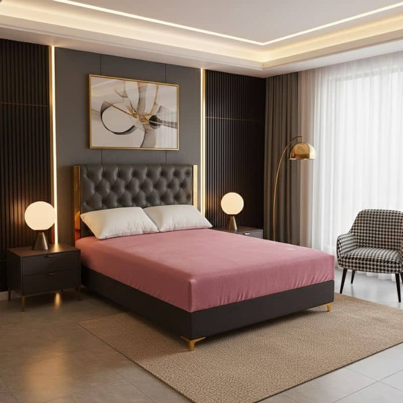 12-65 Drap Housse Style Moderne Tissu Velours Doux