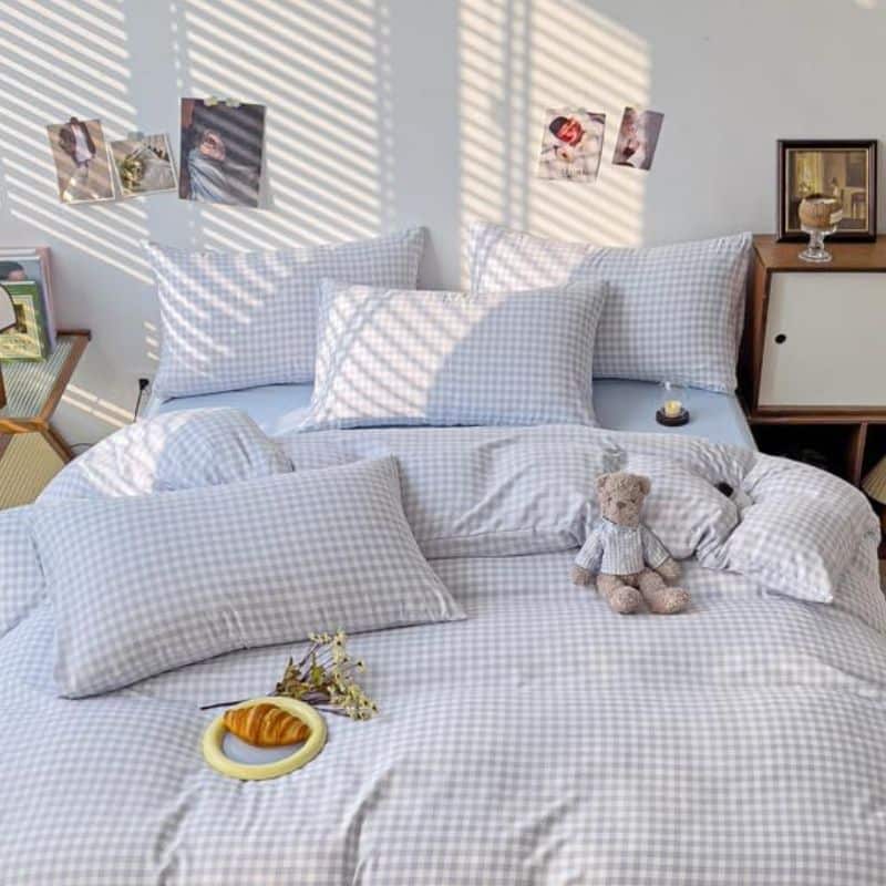 12-70 Taie Oreiller Motif Vichy Élégante 2 pièces