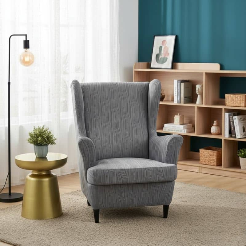 12-71 Housse de Fauteuil Unie à Rayures Élégantes