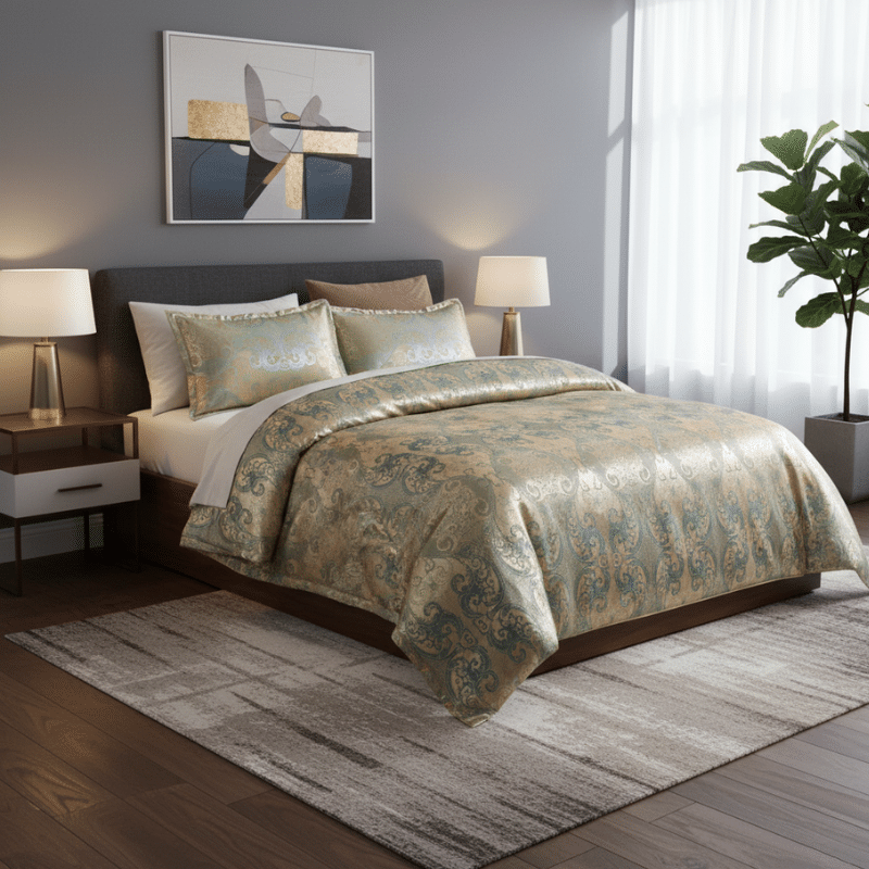13-4 Housse de Couette Style Royal en Satin