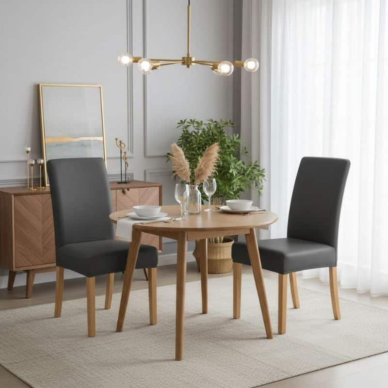 13-45 Housse De Chaise Unie En Cuir Pu Résistante Et Facile À Nettoyer