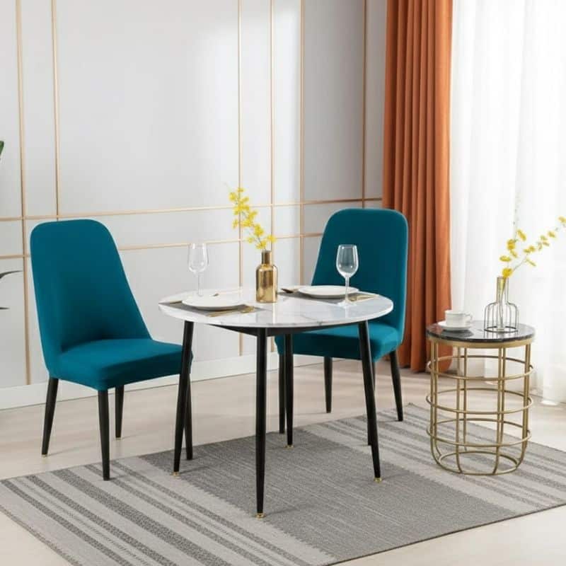 13-47 Housse De Chaise Unie Incurvée Lavable Et Élégante