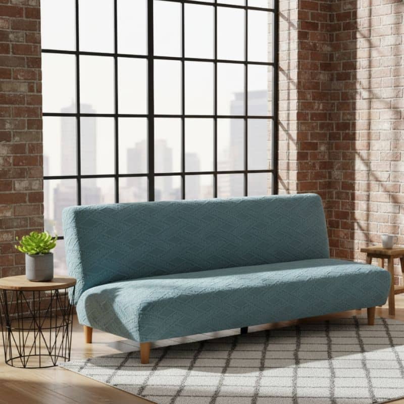 14-34 Housse De Canapé Convertible À Motif Losange En Tissu Jacquard