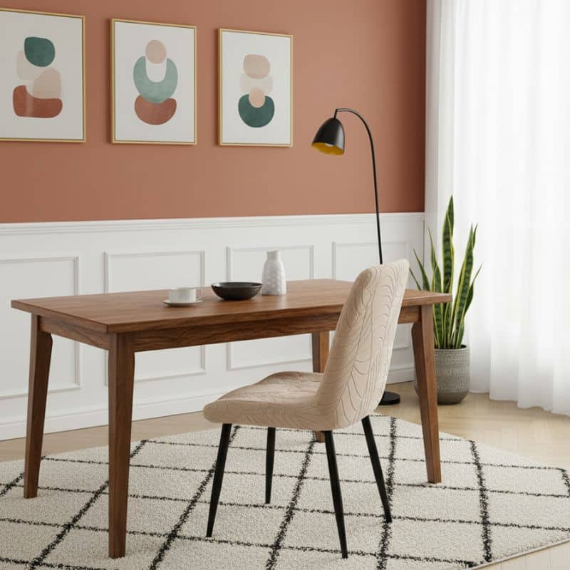 14-43 Housse De Chaise Déperlante Pour Chaise Incurvée En Jacquard Moderne