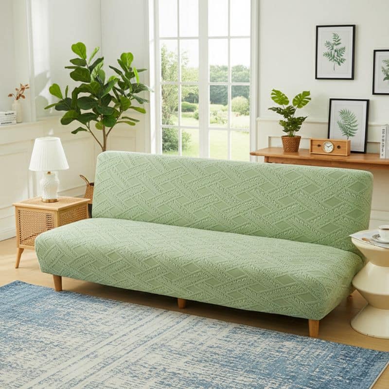 15-30 Housse De Canapé Convertible À Motif Losange En Tissu Jacquard