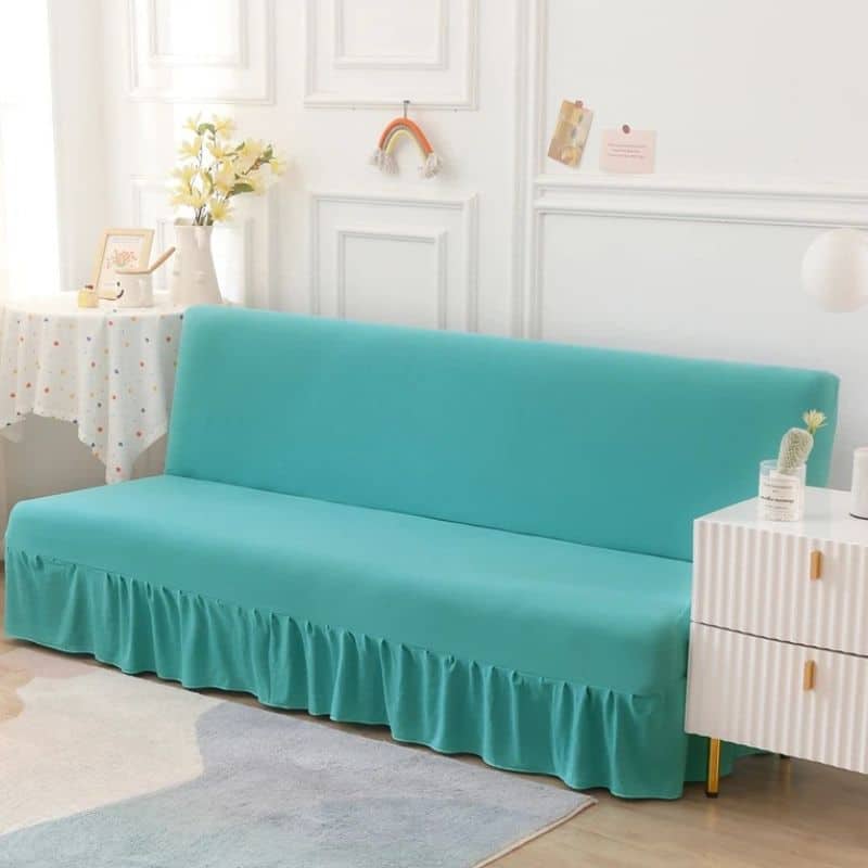 Housse De Canapé Convertible Unie Avec Jupe Élégante Et Moderne Housse De Canapé Convertible Unie Avec Jupe Élégante Et Moderne