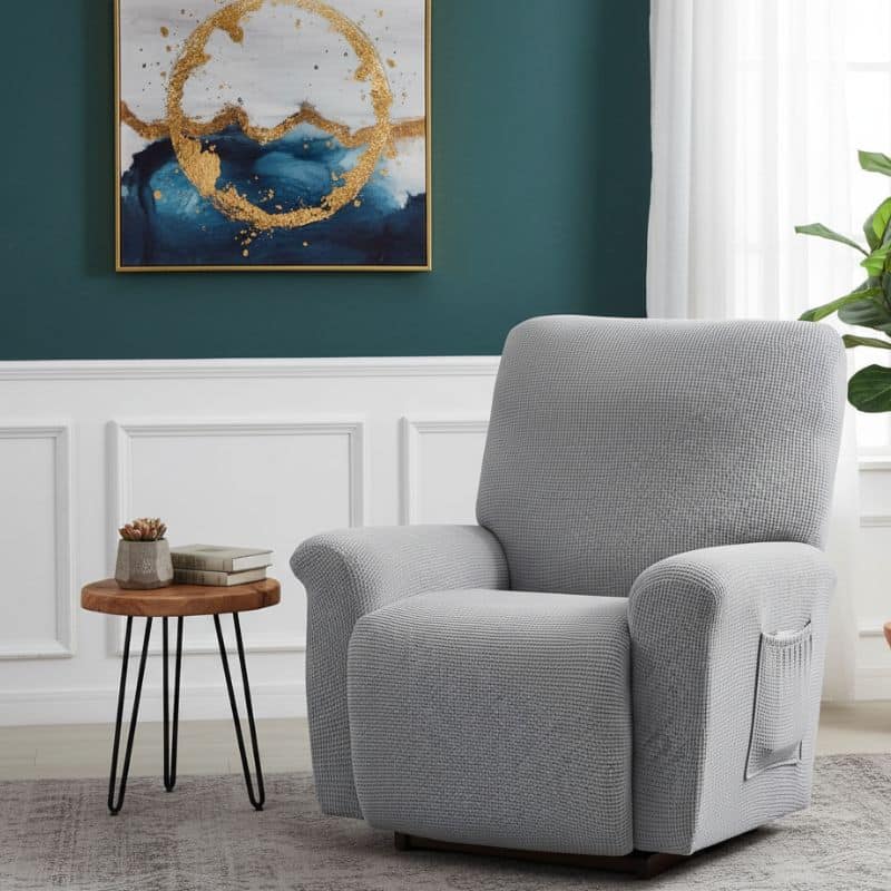 17-42 Housse De Fauteuil Extensible Uni Élégant