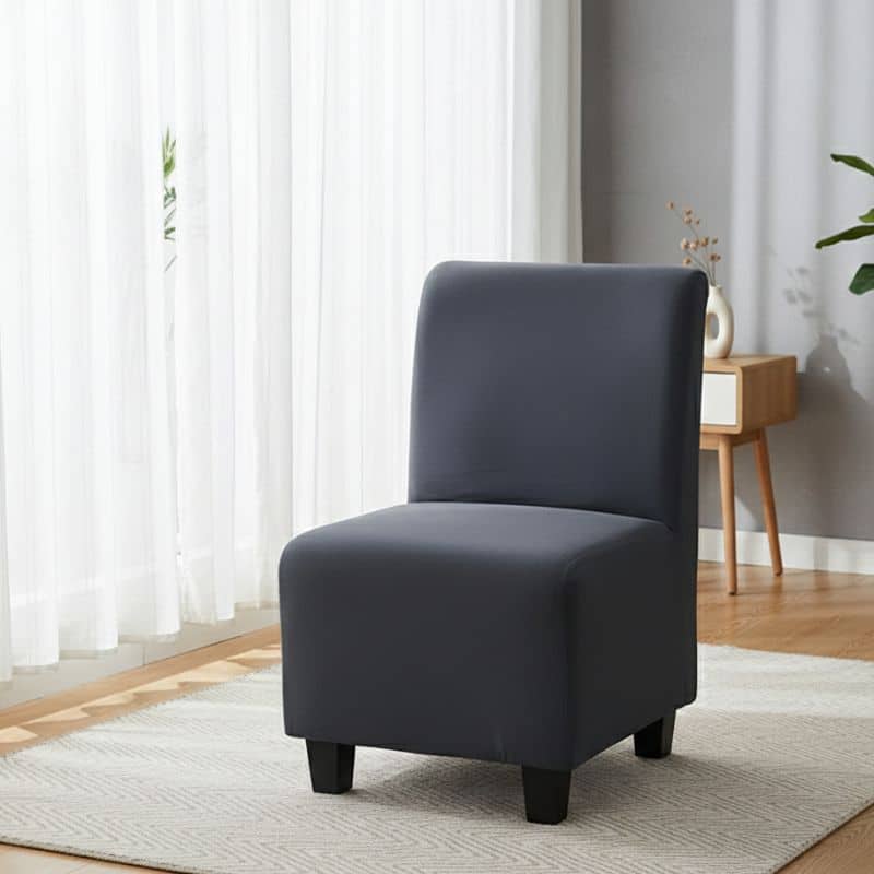 17-45 Housse De Chaise Unie En Tissu Extensible