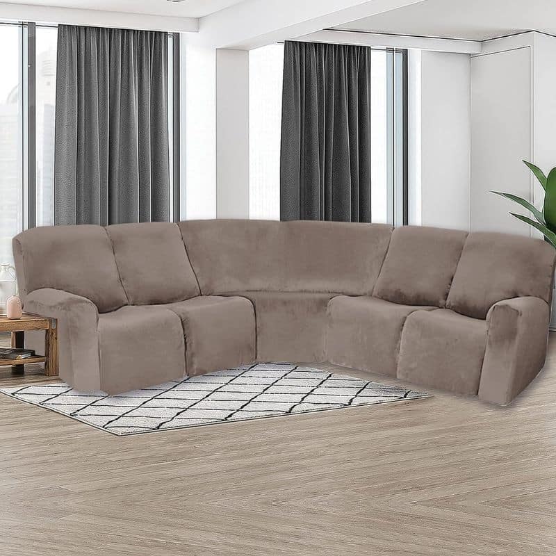 19 Housse de Canapé Angle Extensible en Velours Confortable