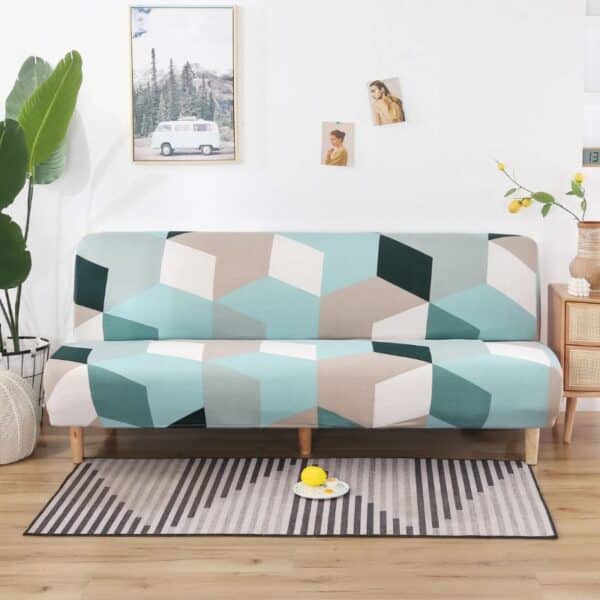 Housse De Canapé Convertible Et Extensible À Motif 3D Géométrique