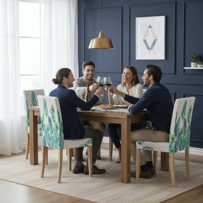 Housse De Chaise Évènementiel pour Anniversaire À Motif Feuille Contemporaine Housse De Chaise Évènementiel pour Anniversaire À Motif Feuille Contemporaine