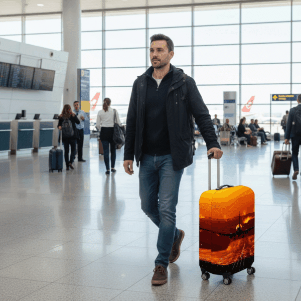 Housse De Valise Avion Décollage Au Crépuscule