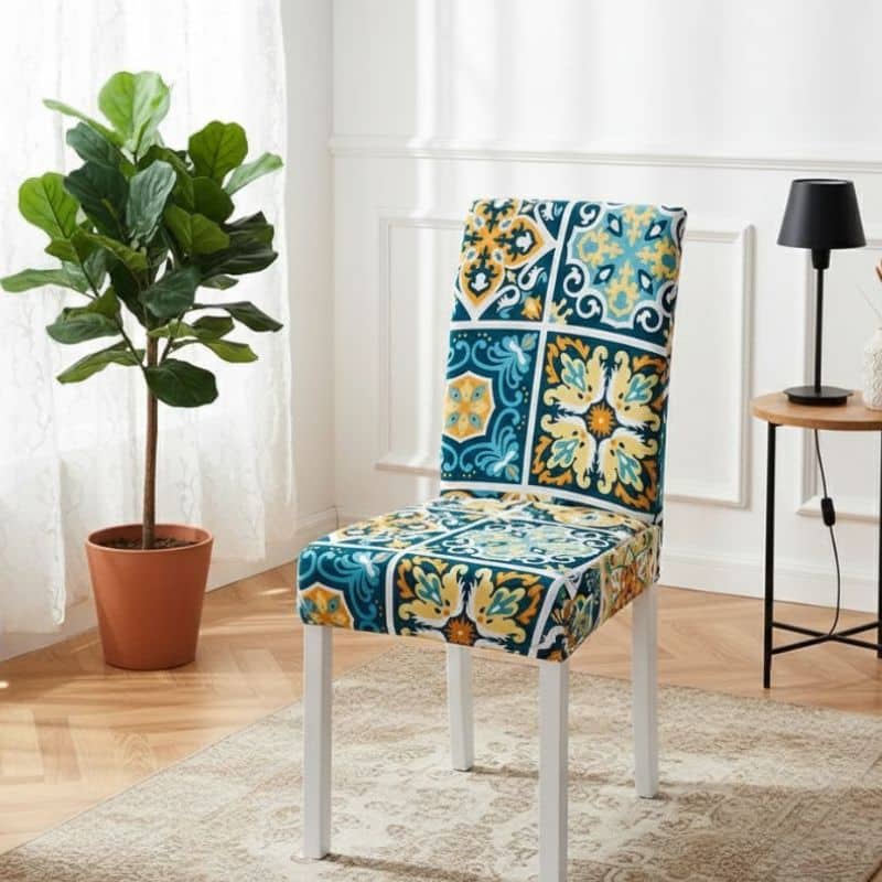 Housse De Chaise Extensible Style Méditerranéen Colorée Housse De Chaise Extensible Style Méditerranéen Colorée
