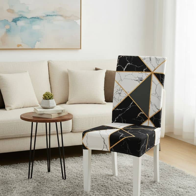 Housse De Chaise Extensible Style Marbré Élégante Housse De Chaise Extensible Style Marbré Élégante