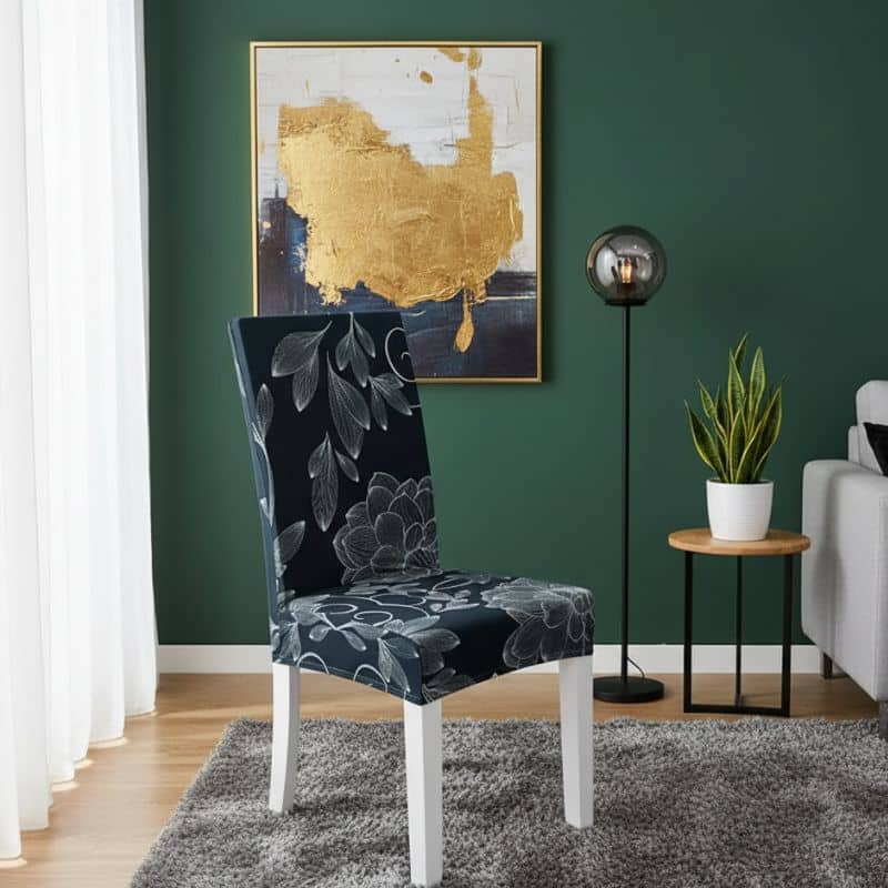 Housse De Chaise Extensible Style Floral Noir Et Blanc Housse De Chaise Extensible Style Floral Noir Et Blanc
