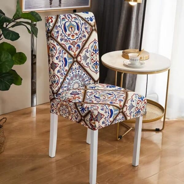 Housse De Chaise Extensible Style Mosaïque Colorée Traditionnelle