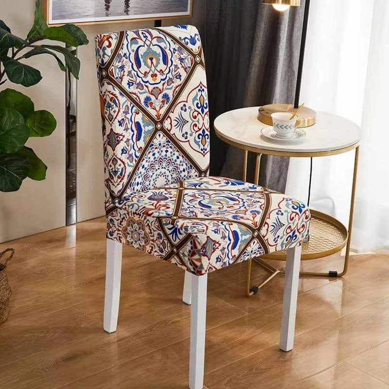 Housse De Chaise Extensible Style Mosaïque Colorée Traditionnelle Housse De Chaise Extensible Style Mosaïque Colorée Traditionnelle